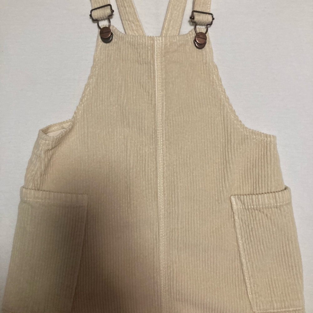 Zara Girl Cream Corduroy Dress with Straps